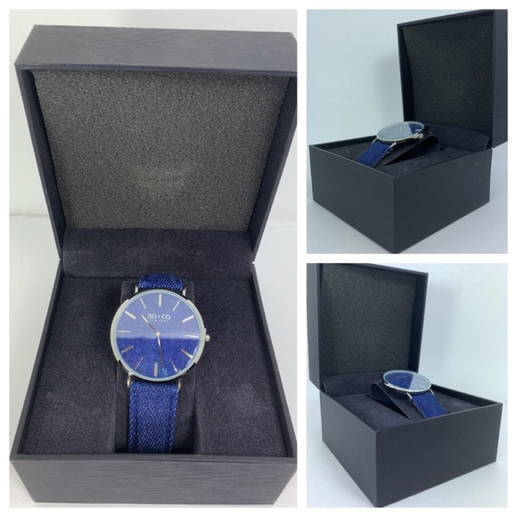 So & Co Blue Denim Watch J154P33 NWT - Picture 1 of 8